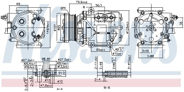Компрессор FORD FIESTA V (CBK) (01-) 1.3 EFi, FORD KA (CCQ) (96-) 1.3 i 89240 89240 NISSENS
