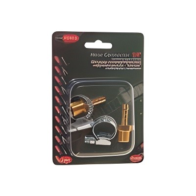 Переходник для компрессора M1/4" наружная резьба "елочка" 6мм с хомутами в блист RFMH0404 ROCK FORCE