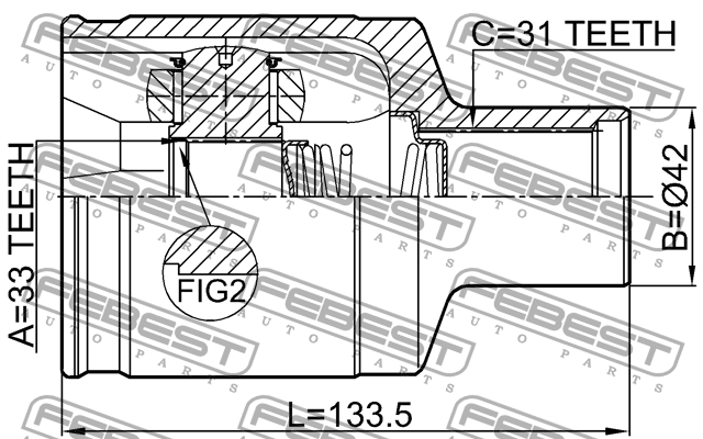 ШРУС внутренний RENAULT Duster (11-) правый FEBEST 2411DUSTAWDRH FEBEST