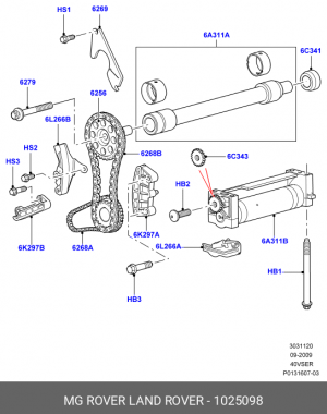 цепь ГРМ!\ Land Rover Discovery 4.0 05-16 1025098 LAND ROVER