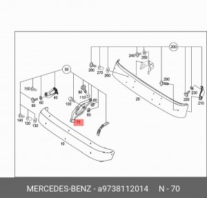 КРЕПЕЖ СПОЙЛЕРА КАБИНЫ A 973 811 20 14 MERCEDES BENZ