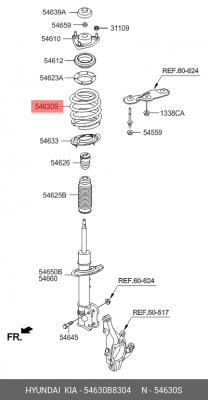 Пружина HYUNDAI Santa Fe (13-) (TCI) подвески передней OE 54630B8304 HYUNDAI KIA