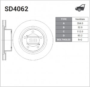 Диск тормозной TOYOTA Sequoia,Tundra (06-) передний (1шт.) SANGSIN SD4062 SANGSIN