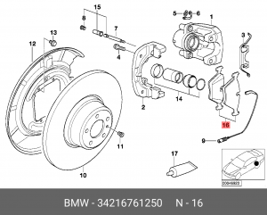 Колодки тормозные BMW X3 (E83),X5 (E53),3 (E46) (2.5/3.0) задние (4шт.) OE 34 21 6 761 250 BMW