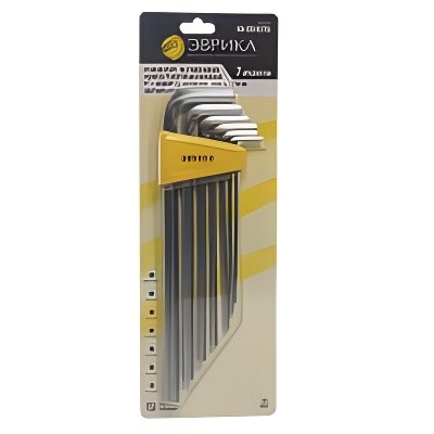 Набор ключей шестигранных 2.5-10мм Г-образных экстрадлинных 7 предметов ЭВРИКА ER-25107XL EVRIKA