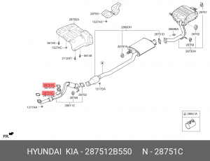 Прокладка выхлопной трубы 287512B550 HYUNDAI KIA