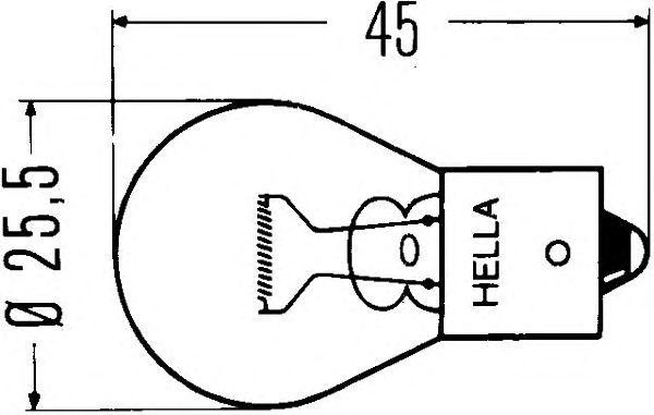лампа накаливания! 12V 21W P21W BA15s  DAF,Iveco,MB 8GA002073-121 HELLA