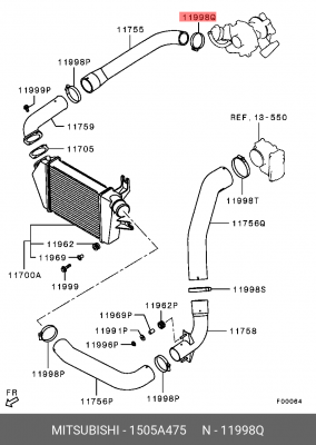 ХОМУТ ТРУБОПРОВОДА ВОЗДУХОЗАБОРНИКА 1505A475 1505A475 MITSUBISHI