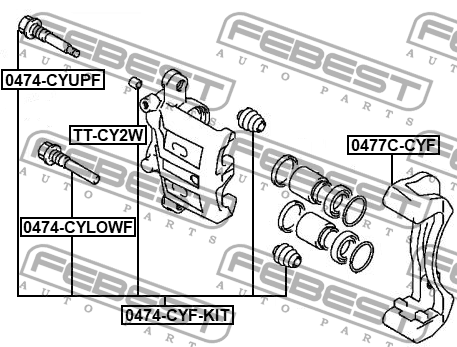 Скоба передн суппорта MITSUBISHI OUTLANDER 2005-2013 0477C-CYF 0477C-CYF FEBEST