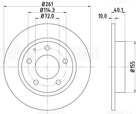 Диск торм. Mazda 626 (91-) зад. d=261 (окраш.) (DF 170119) DF 170119 TRIALLI
