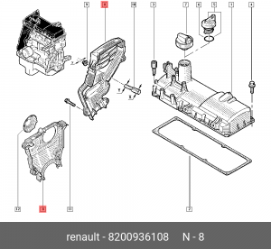 крышка ремня ГРМ!\ Renault 8200936108 RENAULT