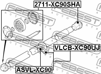 Крестовина карданного вала 24x62 ASVL-XC90 ASVL-XC90 FEBEST