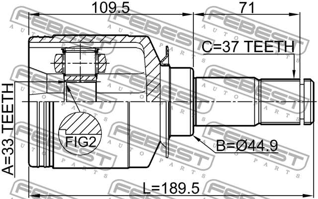 ШРУС внутренний к-кт!33X44.9X37\ MB W166 11> 1611-164LH FEBEST