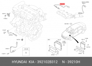 Датчик кислорода HYUNDAI Solaris (16-) OE 392102B312 HYUNDAI KIA