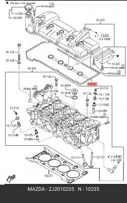 Прокладка крышки клапанной MAZDA 3 (03-08) (1.3/1.6) OE ZJ2010235 MAZDA