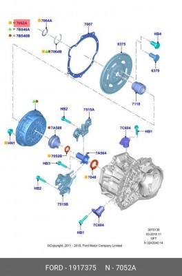 Комплект для замены сальника первичного вала АКПП 1917375 1 917 375 FORD