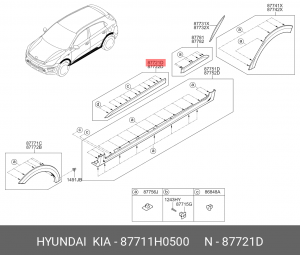 Накладка двери передней левой (ст. пр/ия: ВЕНГРИЯ, ст. в/за: ВЕНГРИЯ) 87711H0500 HYUNDAI KIA