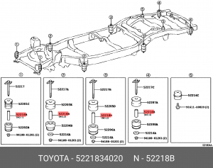 втулка подушки рамы! \ Toyota Land Cruiser 200 52218-34020 TOYOTA