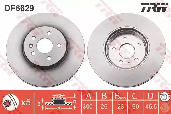 Диск тормозной передний OPEL MOKKA DF6629 DF6629 TRW