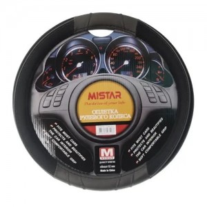 Оплетка руля (M) 37-39см черно-серая кожа MISTAR MISLT24AGYM MISTAR