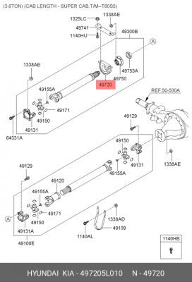 Опора вала карданного HYUNDAI HD65,72,78 дв.D4GA OE 497205L010 HYUNDAI KIA
