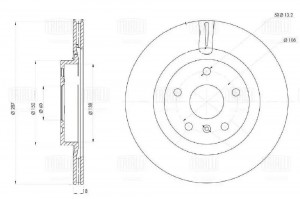 Диск торм. Chery Indis (10-) перед. d=287 (окраш.) (DF 051312)  2шт DF 051312 TRIALLI