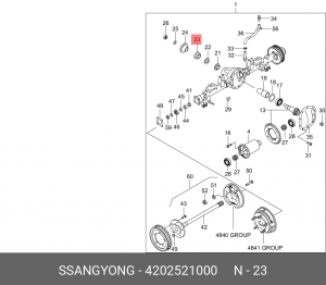 Сальник SSANGYONG Actyon (06-),Kyron (05-),Rexton (02-) редуктора заднего моста  4202521000 SSANG YONG