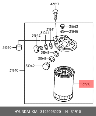 Фильтр топливный HYUNDAI HD120,AeroTown дв.D6BR OE 3195093020 HYUNDAI KIA