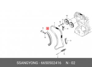 Успокоитель цепи ГРМ SSANGYONG Actyon (06-),Kyron (05-),Actyon Sports,Rexton (D2 6650502416 SSANG YONG