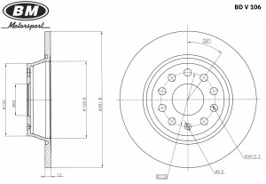 Диск тормозной передний вентилируемый (1шт.) VW Jetta V (1K2)Jetta VI (162),SKOD BDV106 BM MOTORSPORT