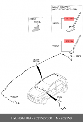 Шток антенны HYUNDAI Elantra (12-),H-1,i30,Solaris OE 962152P000 HYUNDAI KIA