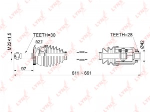 привод правый!\ Hyundai Santa Fe 2.2CRDi 06> CD-1055A LYNXAUTO