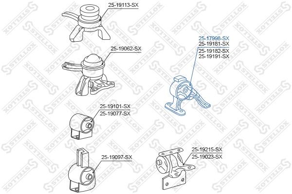подушка двигателя задняя\ Toyota Caldina AT190/ST190 1992-1996 2517998SX 25-17998-SX STELLOX
