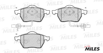 Колодки тормозные передние (2 датчика) (Смесь Semi-Metallic) AUDI A4 (B5-B7), A6 E100068 MILES