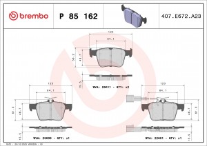 P85162 колодки дисковые задние!\ Audi A3 2.5 15> P85162 BREMBO