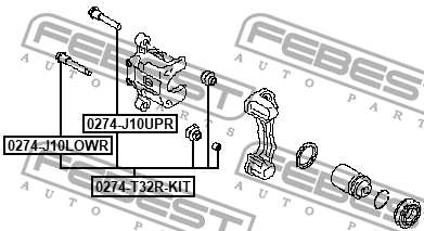 Втулка направляющая суппорта тормозного задн к-т NISSAN QASHQAI 2006-2013 0274-T 0274-T32R-KIT FEBEST