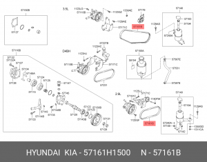 Ремень приводной поликлиновой 4PK832 HYUNDAI Terracan (01-) (2.9) гидроусилителя 57161-H1500 HYUNDAI KIA