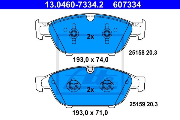 Колодки AUDI A6 C7 Saloon 4G (2010-2018),A7 Sportback 4G (2010-2018) 13.0460-733 13.0460-7334.2 ATE