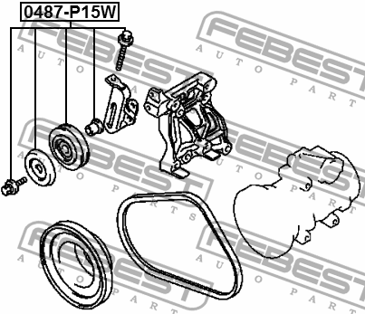 Ролик натяжной ремня конд с крепл MITSUBISHI PAJERO/MONTERO SPORT 96-06 0487-P15 0487-P15W FEBEST