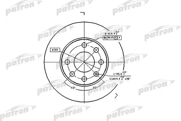 Диск тормозной OPEL Astra F,CorsaA,B,C,Kadett E,D,Vectra A передний (1шт.) PATRO PBD1608 PATRON
