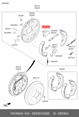цилиндр тормозной рабочий!\ Hyundai 58330-1G000 HYUNDAI