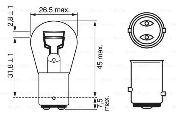12V-21/5W BАY15D ДВУХНИТИЕВАЯ ЦОКОЛЬНАЯ / Long Life BAY15d 1 987 302 282 BOSCH