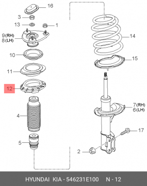 СЕДЛО ПРУЖИНЫ ПОДВЕСКИ (10702070/200120/0012958/75 - КОРЕЯ, РЕСПУБЛИКА) 546231E100 HYUNDAI