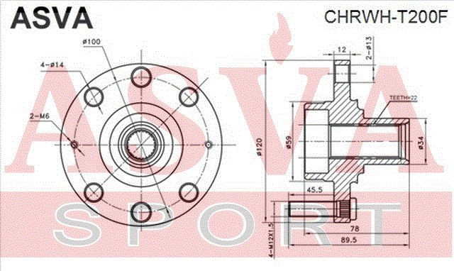CHRWHT200F ASVA СТУПИЦА КОЛЕСА CHRWH-T200F ASVA
