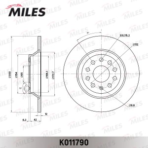 Диск тормозной задний D300мм AUDI Q3 11-/VW PASSAT 14-/TIGUAN 16- (TRW DF6504) K K011790 MILES