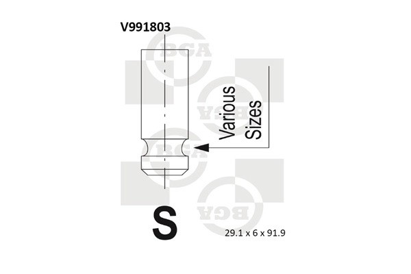 клапан впускной! 29.1x6x91.9\ Hyundai Elantra/Getz/Matrix 1.6i 16V G4ED 00> V991803 BG AUTOMOTIVE