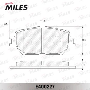 Колодки тормозные передние (без датчика) (Смесь Low-Metallic) (TOYOTA CAMRY (_V3 E400227 MILES
