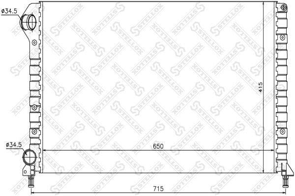 радиатор системы охлаждения!\ Fiat Doblo 1.2-1.6/1.9D 01> 10-25477-SX STELLOX