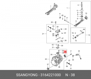 Сальник SSANGYONG Actyon (06-),Kyron (05-),Rexton (04-) (D20/27,E23) МКПП вала в 3164221000 SSANG YONG