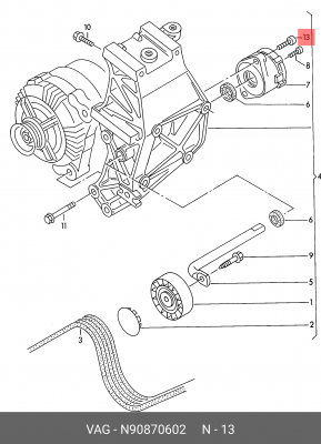 БОЛТ N90870602 N 908 706 02 VAG